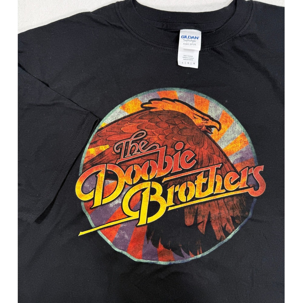 The Doobie Brothers T-Shirt Mens L 2018 Tour Black EUC Gildan Streetwear Retro